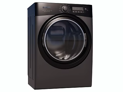 Modern Black Front Load Washing Machine With Transparent Door And Control Panel 3d model