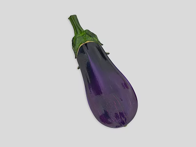 Fresh Purple Eggplant Vegetable with Green Stem Whole and Organic Natural Look 3d model