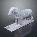 Detailed Carved Ancient Stone Horse Sculpture Displayed On Flat Stone Plinth