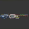Futuristic Sci-Fi Energy Weapon With Metallic Structure Blue Glowing Lines And Sleek Grip