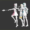 Cute Children With Colorful Pink Blue White Outfits Standing Together In Playful Cartoon Style