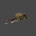 Abandoned Rusty Old Truck with Worn-Out Body Surrounded by Junk and Debris