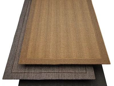 Square Rugs With Brown And Gray Woven Texture Wavy Pattern Design Stacked 3d model