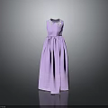 Purple Sleeveless Long Dress with Lace Collar and Pleated Waist Elegant Feminine Stylish Clothing Design