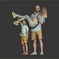 Happy Family Interacting With Father Holding Mother And Young Boy In Playful Pose
