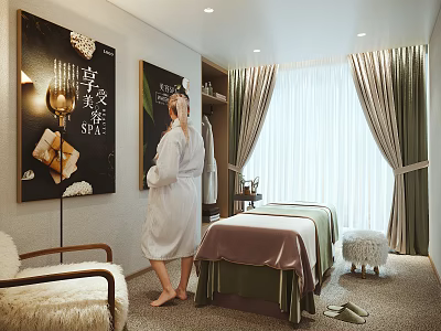 Luxurious SPA Treatment Room With Massage Bed And Elegant Decor 3d model