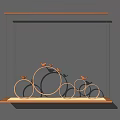Elegant Modern Chandelier With Golden Rings Bird Decorations And Rectangular Light Panel 3d model