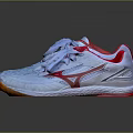 Stylish White Athletic Shoes With Red Accents Breathable Mesh And Orange Soles