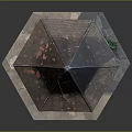 Pointed Copper Rust Roof Square Base Gazebo Structure With Steps And Plants