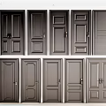 Gray Swing Doors with Various Panel Designs and Styles for Home Interior 3d model