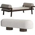 Modern Benches With Wooden Frame Upholstered Seats And Backrest Options 3d model