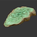 Green Carved Stone Decorative Object With Swirl Patterns For Home Use