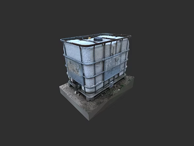 Industrial Equipment Metal Container With Steel Frame Base Stand And Worn Surface 3d model
