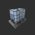 Industrial Equipment Metal Container With Steel Frame Base Stand And Worn Surface