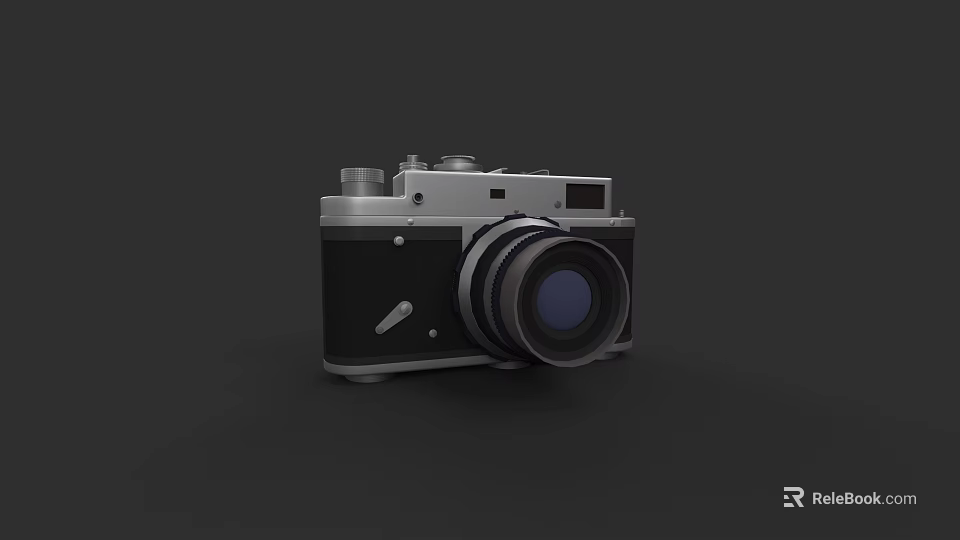Vintage Film Camera With Silver Black Body Classic Lens And Mechanical Design 3d model 