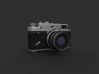 Vintage Film Camera With Silver Black Body Classic Lens And Mechanical Design 3d model
