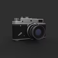 Vintage Film Camera With Silver Black Body Classic Lens And Mechanical Design