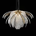 Elegant Modern Chandelier With Feather Like Design Transparent And Gold Materials