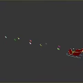 Red Sleigh With Reindeer In A Line On Gray Background Scene