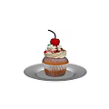 Delicious Cupcake With Whipped Cream Cherry And Colorful Sprinkles On White Plate