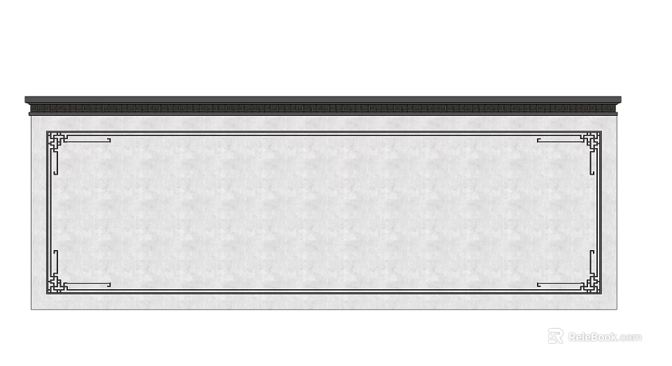 Modern Minimalist Feature Wall Design With White Surface And Black Top Border 3d model 