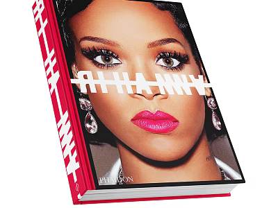 Elegant Rihanna Portrait Book Cover With Red Spine Bold Typography And Makeup Details 3d model