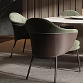 Modern Restaurant Interior With Round Dining Table Green Chairs Pendant Lights And Wooden Walls