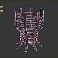 Artisan Wood And Stone Decorative Structure With Metal Frame And Support Base