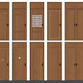 Different Wooden Hinged Doors With Various Decorative Details And Designs 3d model