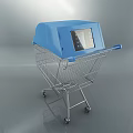 Smart Shopping Cart Public Facility With Blue Top Digital Screen And Metal Frame