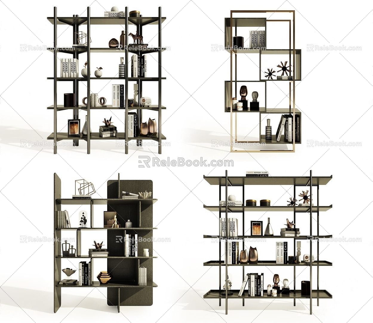 Modern Bookshelf Storage Rack Decorative Rack 3d model