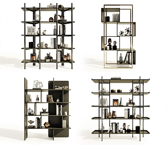 Modern Bookshelf Storage Rack Decorative Rack 3d model