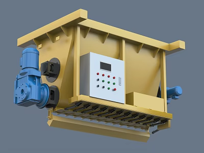 Industrial Equipment With Yellow Body Blue Motor And Control Panel Digital Display Buttons 3d model