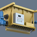 Industrial Equipment With Yellow Body Blue Motor And Control Panel Digital Display Buttons