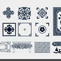 Traditional Blue and White Wall Decor With Intricate Patterns And Various Shapes 3d model