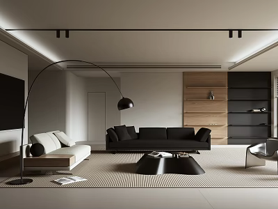 Modern Living Room Interior Design With Sofa Floor Lamp Coffee Table And Rug 3d model