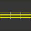 Scenic Landscape With Yellow Guardrail And Reflective Surface On Dark Background