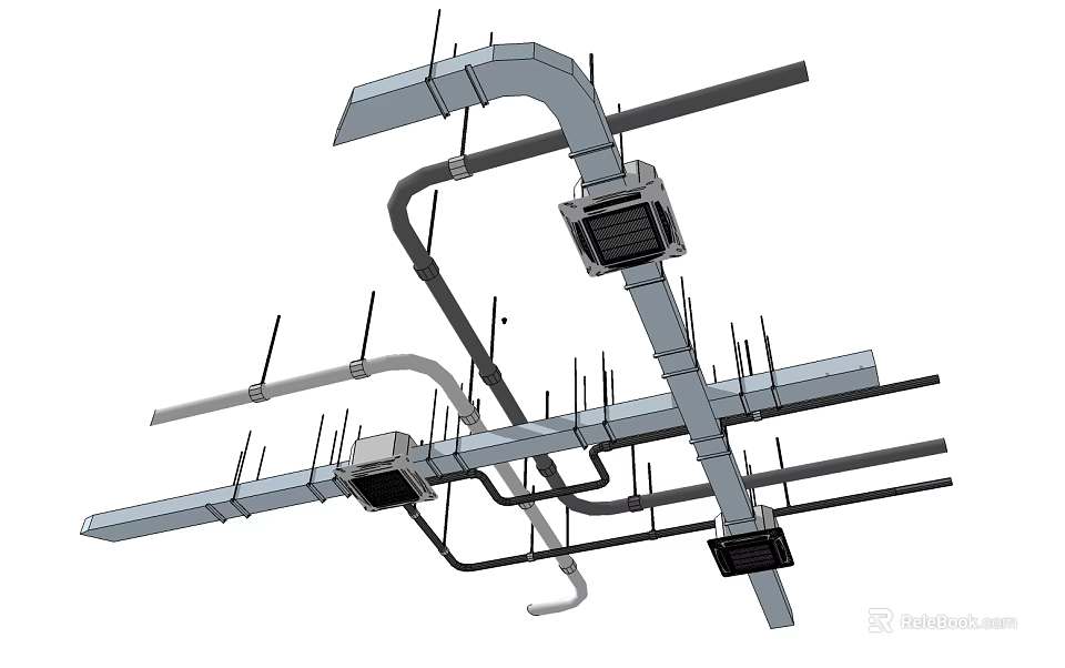Air Conditioner Air Outlet Installation In Ceiling Duct System For Ventilation 3d model 
