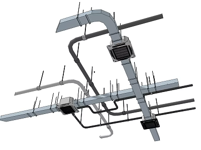 Air Conditioner Air Outlet Installation In Ceiling Duct System For Ventilation 3d model