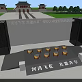 Traditional Chinese Architectural Complex With Symmetrical Gate Towers And Red Gates