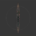 Detailed Military Warship Model Exterior With Deck Turrets Hull And Smokestack Details