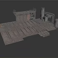 Industrial Metal Platform With Metal Plates Railing Pipes And Tower Structure