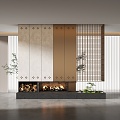 Modern fireplace background wall 3d model