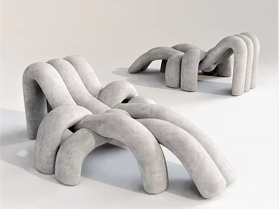 Modern Lazy Sofa With Curved Structure And Soft Material For Comfortable Seating 3d model