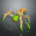Vibrant 3D Spider Character With Green Orange Body And Spotted Legs