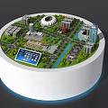 3D Sand Table Model Featuring Various Buildings Green Spaces Roads And Digital Screen 3d model