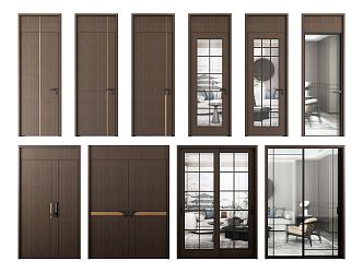 Modern swing door single door 3d model