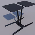 Two Black Square Modern Coffee Tables with Crossed Metal Legs Design