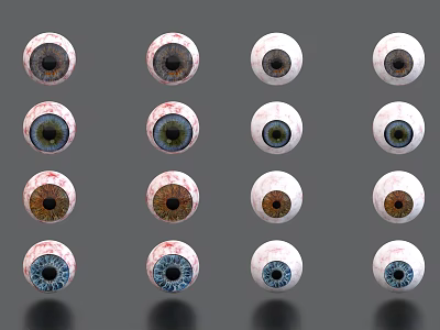 High Quality Human Eyes With Various Colors And Detailed Iris Patterns Arranged In Multiple Rows 3d model