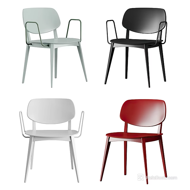 Modern Dining Chairs In Multiple Colors With Sleek Backrest And Leg Design 3d model 